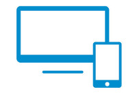 Iconografía de pantalla de monitor y teléfono inteligente