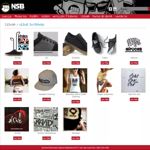 Catálogo de productos de la tienda de Nacional Skateboards