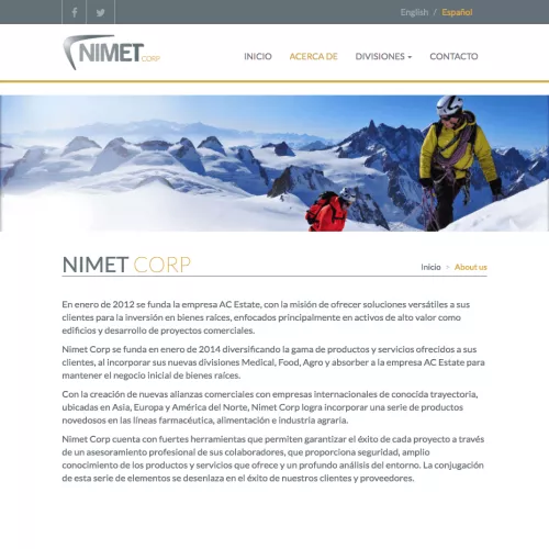 Página de información de Nimet Corp