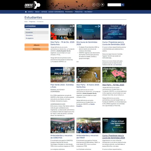 Listado de proyectos de la categoría estudiantes